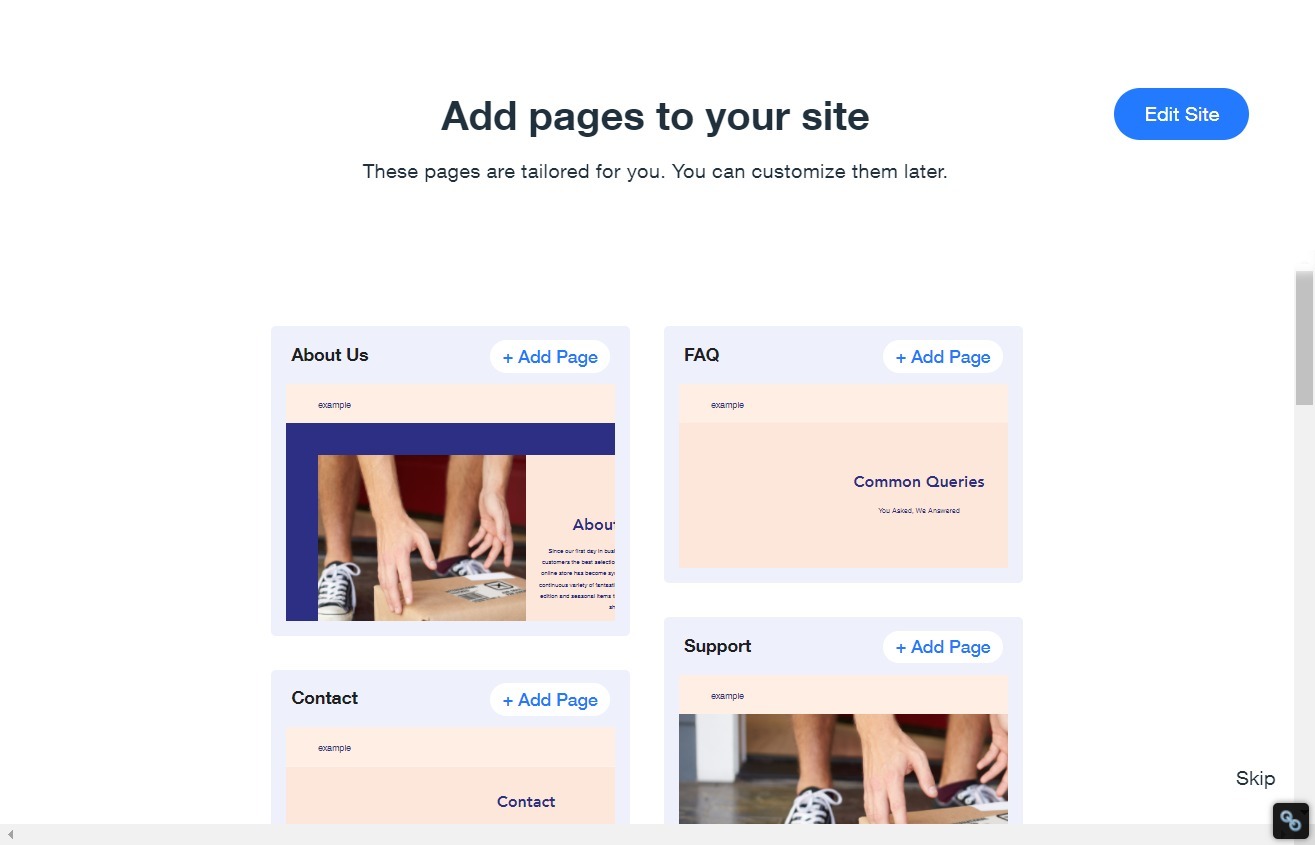 Add pages to your site