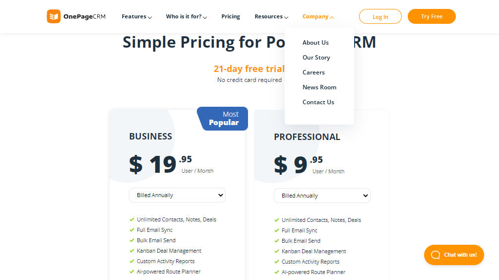 OnePageCRM pricing