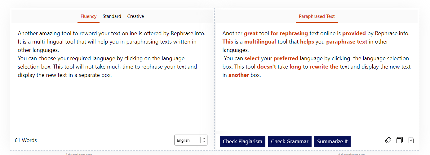 Paraphrasing Tool by Rephrase.info