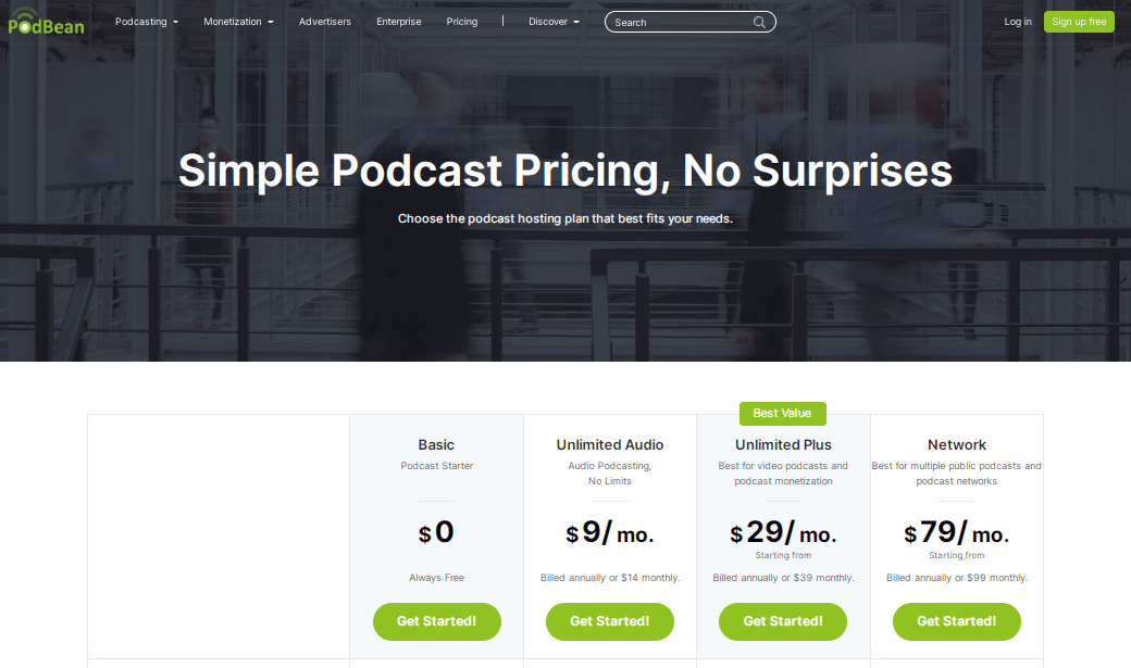 podbean pricing